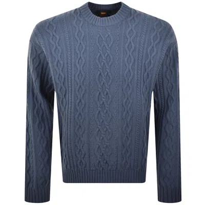 Boss Casual Boss Kableto Knit Jumper Blue