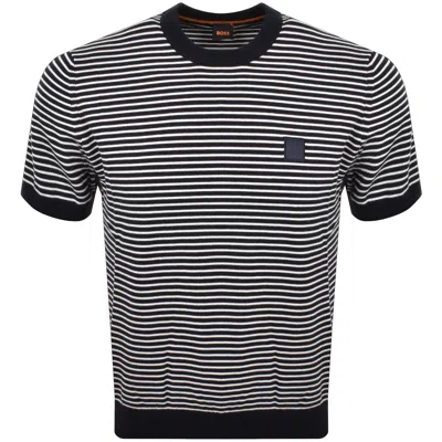 Boss Casual Boss Kanache Knit T Shirt Light Dark Blue In Navy