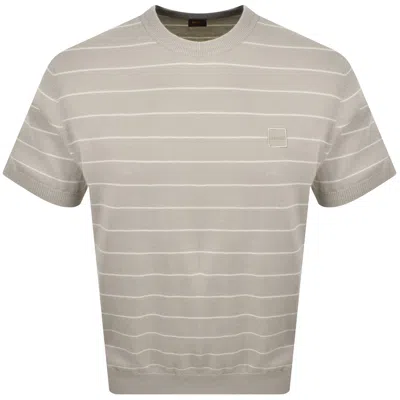Boss Casual Boss Kanacho Knit T Shirt Open Grey In Brown