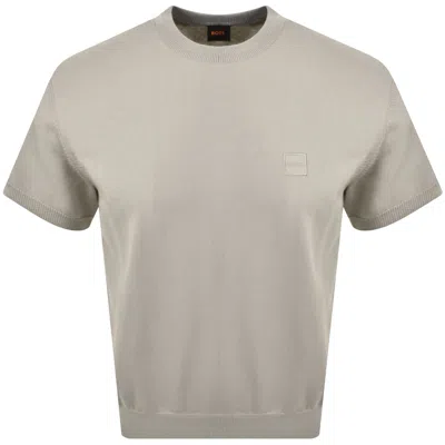 Boss Casual Boss Kanacho Knit T Shirt Open Grey In Gray
