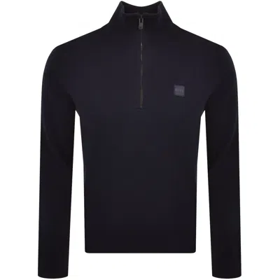 Boss Casual Boss Kanobix Quarter Zip Jumper Navy In Blue