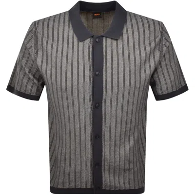 Boss Casual Boss Kodd Relaxed Knit Polo Shirt Dark Blue In Black