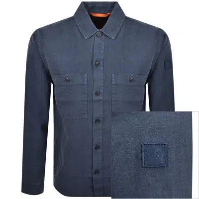 Boss Casual Boss Locky 2 Linen Overshirt Blue