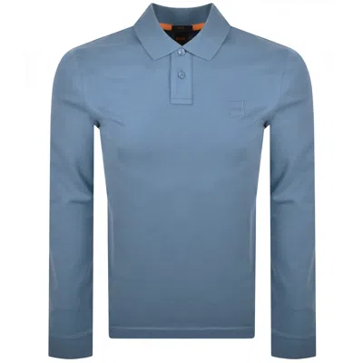 Boss Casual Boss Long Sleeve Passerby Polo T Shirt Blue