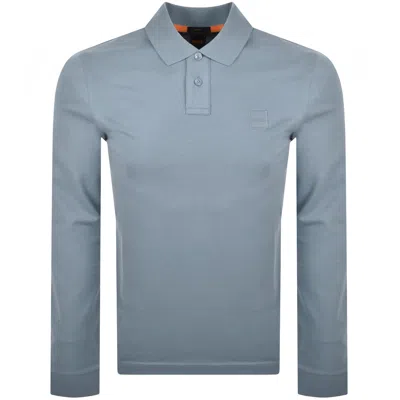 Boss Casual Boss Long Sleeve Passerby Polo T Shirt Blue