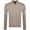 BOSS CASUAL BOSS LONG SLEEVE PASSERBY POLO T SHIRT BROWN