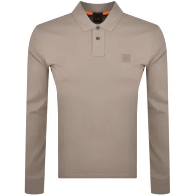 Boss Casual Boss Long Sleeve Passerby Polo T Shirt Brown In Neutral