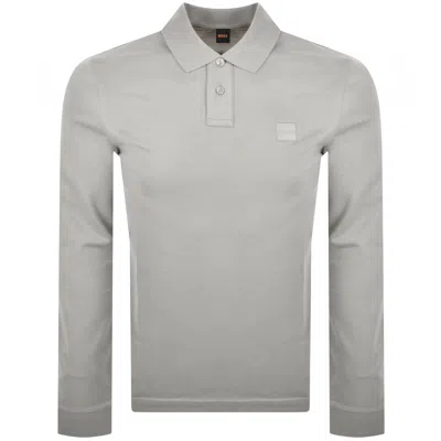 Boss Casual Boss Long Sleeve Passerby Polo T Shirt Grey In Gray