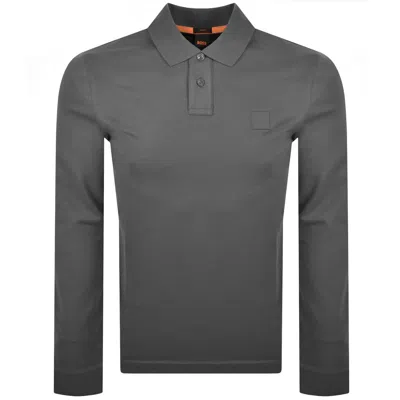 Boss Casual Boss Long Sleeve Passerby Polo T Shirt Grey In Gray