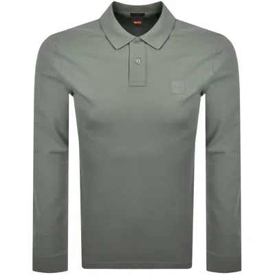 Boss Casual Boss Long Sleeve Passerby Polo T Shirt Grey In Gray