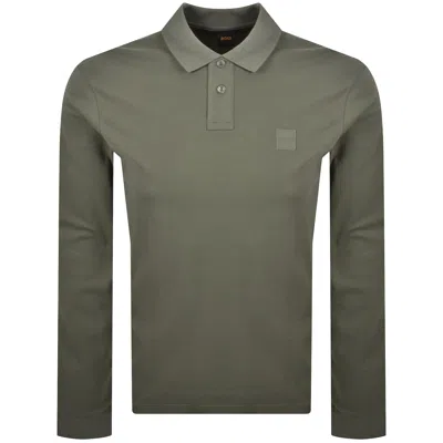 Boss Casual Boss Long Sleeve Passerby Polo T Shirt Grey In Gray