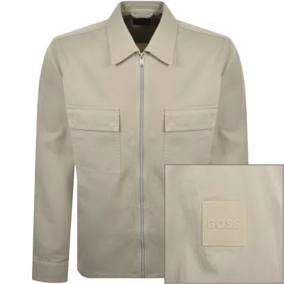 Boss Casual Boss Lorum Full Zip Overshirt Beige In Sand