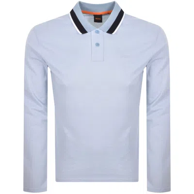Boss Casual Boss Oxford Long Sleeved Polo T Shirt Blue