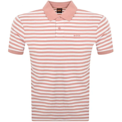 Boss Casual Boss Pale Stripe Polo T Shirt Pink