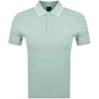 Boss Casual Boss Passertip Slim Fit Polo T Shirt Aqua Green In Metallic