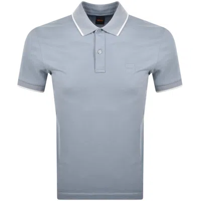 Boss Casual Boss Passertip Slim Fit Polo T Shirt Blue