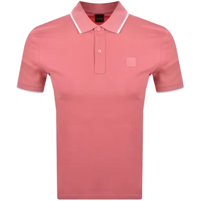 Boss Casual Boss Passertip Slim Fit Polo T Shirt Pink