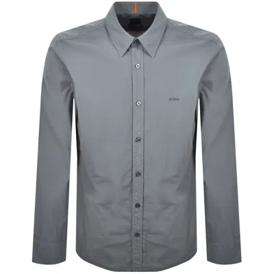 Boss Casual Boss Relegant 6 Long Sleeved Shirt Grey In Blue