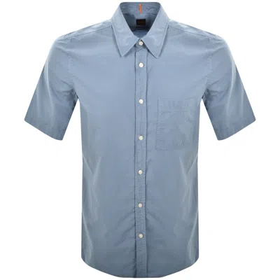 Boss Casual Boss Relegant 6 Short Sleeved Shirt Blue