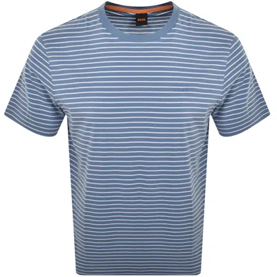 Boss Casual Boss Tales Stripe Logo T Shirt Blue