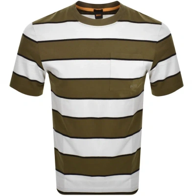 Boss Casual Boss Te Stripes T Shirt Green In Brown