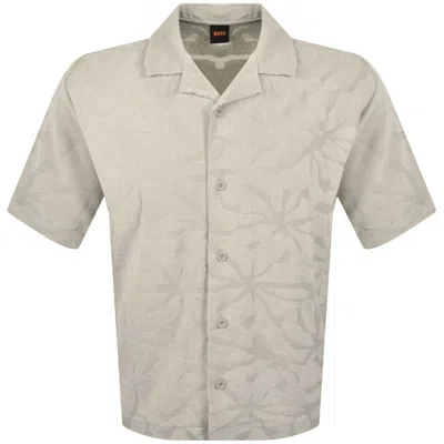 Boss Casual Boss We Flower Towel Polo Shirt Grey In Neutral