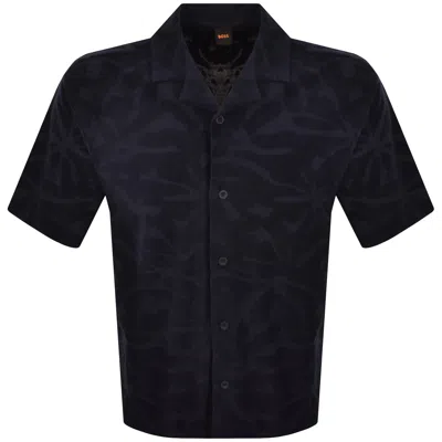 Boss Casual Boss We Flower Towel Polo Shirt Navy In Blue