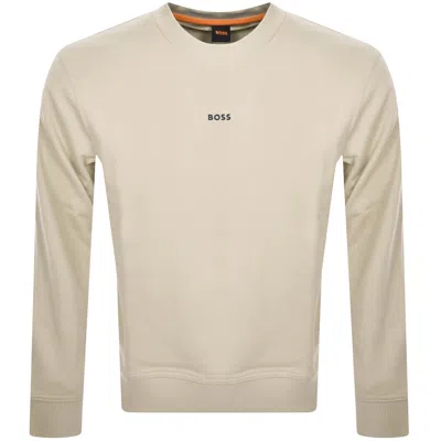 Boss Casual Boss We Small Crew Neck Sweatshirt Beige