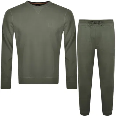Boss Casual Boss Westart 1 Crew Neck Tracksuit Green