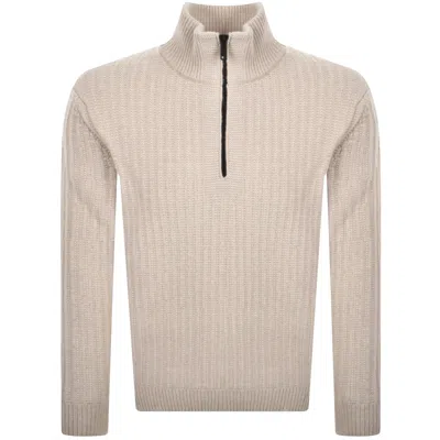 Boss Casual Boss Winter Quarter Zip Wool Jumper Beige In Neutral