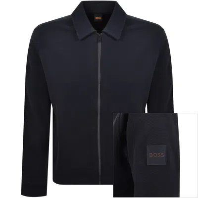Boss Casual Boss Ze Bend Full Zip Sweatshirt Dark Blue In Navy