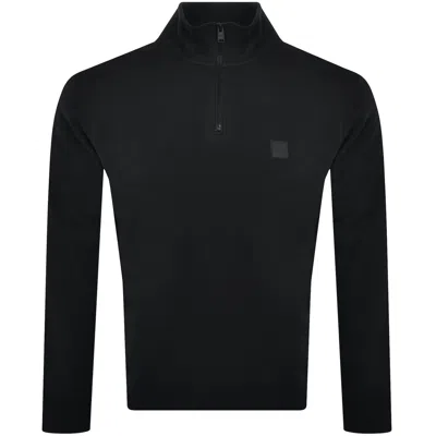 Boss Casual Boss Zetrust Quarter Zip Sweatshirt Black In Animal Print