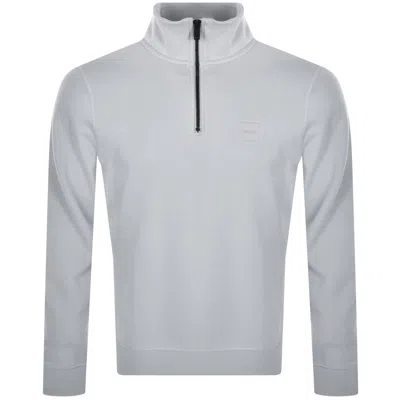Boss Casual Boss Zetrust Quarter Zip Sweatshirt Light Grey In Gray