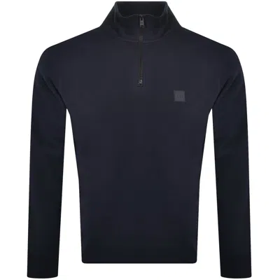 Boss Casual Boss Zetrust Quarter Zip Sweatshirt Navy In Blue
