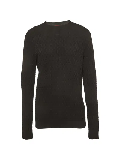 Pre-owned Boss Green Hugo Boss Basket-knit Crew-neck Sweater In Black