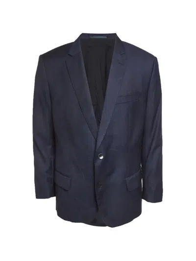 Pre-owned Boss Green Hugo Boss Check-pattern Slim-fit Blazer In Blue