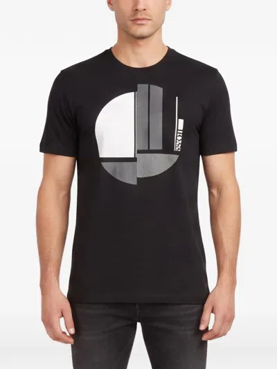 Pre-owned Boss Green Hugo Boss Logo-graphic Jersey T-shirt In Black