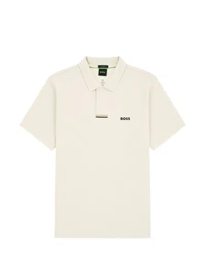 Boss Green Hugo Boss Logo-print Short-sleeve Polo Shirt In Neutral