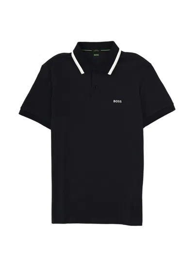 Boss Green Hugo Boss Logo-print Tipping-detail Polo Shirt In Blue