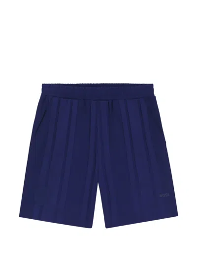 Boss Green Hugo Boss Logo-print Track Shorts In Blue