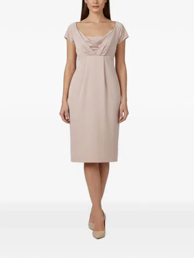 Pre-owned Boss Green Hugo Boss Midi Off-shoulder Pleated Dress In Pink