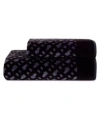 Boss Home B Monogram Velour Jacquard Bath Towels In Black
