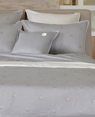 Boss Home Closeout!  By Hugo Boss Double B Cotton Sateen Sham, European In Gray