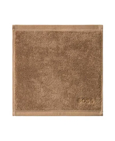 Boss Home Loft Aegean Combed Cotton Washcloth, 12" X 12" In Camel