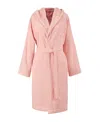 Boss Home Plain Hooded Cotton Velour Women's Bathrobe In Pink