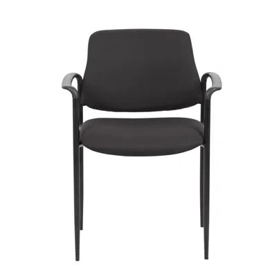 Boss Office Products 23.5" W Stackable Waiting Room Chair With Metal Frame In Black Fabric