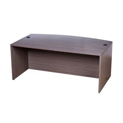 Boss Office Products Case Goods Wood Bow Front Desk In Driftwood