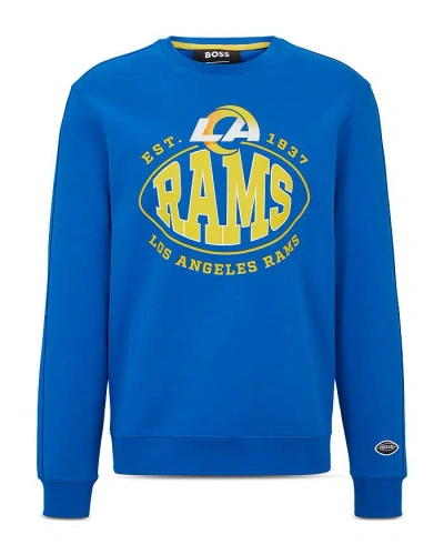 Boss X Nfl Los Angeles Rams Crewneck Sweatshirt In Bright Blue