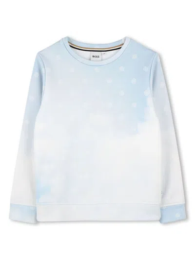 Bosswear Kids' All-over Logo Print Sweatshirt In Blue