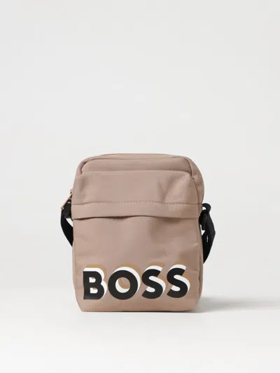 Bosswear Kids' Logo-print Shoulder Bag In Beige